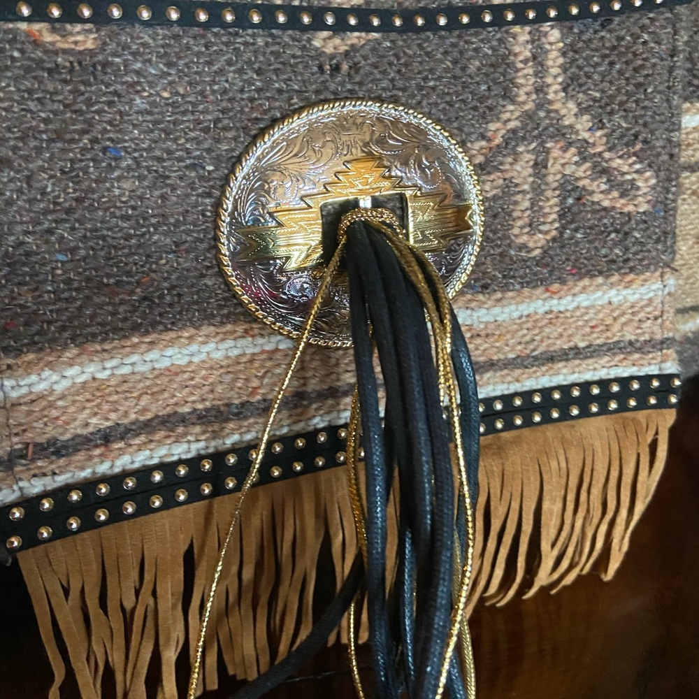 Southwestern Saddle Blanket duffle with fringe - Picture 2 of 6